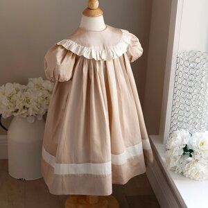 Champagne Cotton Silk Float Dress Special Occasion Flower Girl 3T/4T LIKE NEW